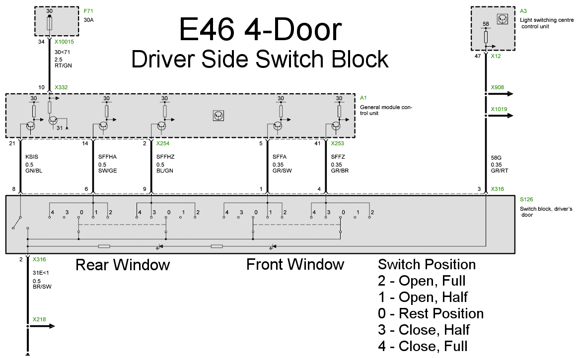 E46 Window Switches With One Touch
